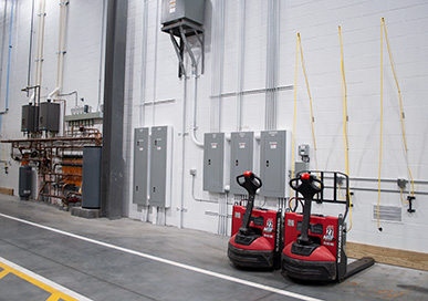 NHT charging stations and electrical panels.