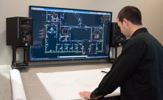 Man creating CAD drawings